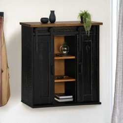 Sonata H Висящ шкаф HALDEN 2 плъзгащи се врати черен 75x22,5x70 cm бор - Bucătării modulare