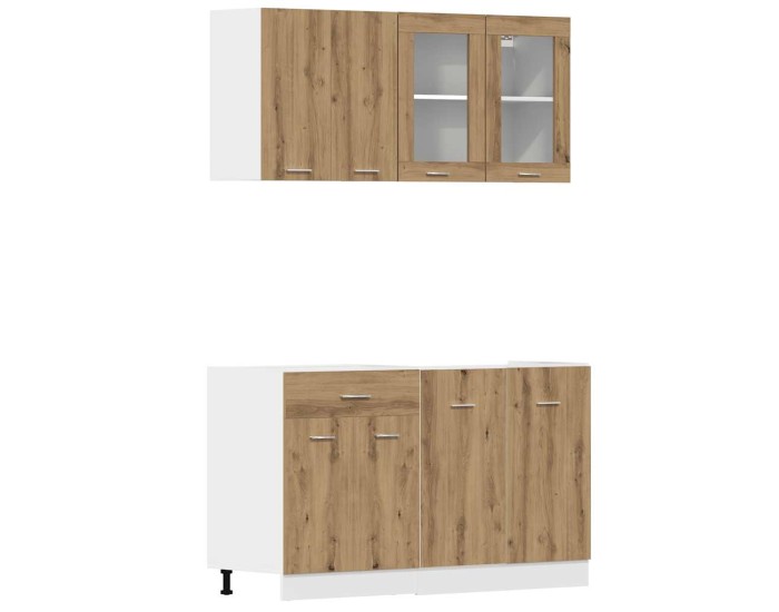 Sonata Set dulapuri de bucătărie Lyon 4 piese Artisan Stejar lemn prelucrat