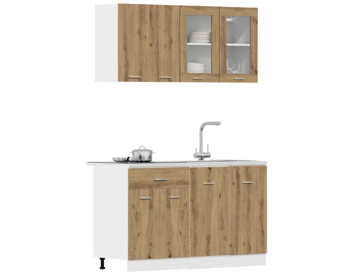 Sonata Set dulapuri de bucătărie Lyon 4 piese Artisan Stejar lemn prelucrat