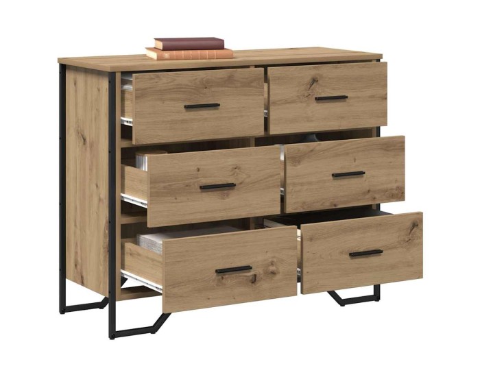 Sonata Comodă cu sertare 6-Drawer Stejar Artizanal 91 x 35,5 x 74,5 cm