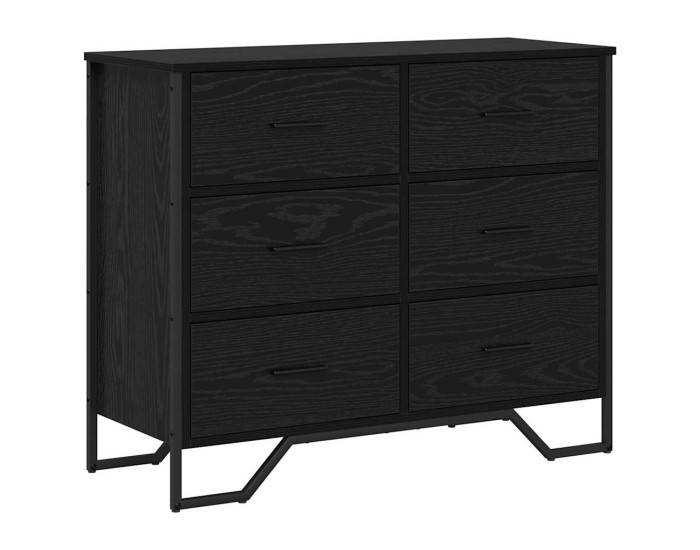Sonata Comodă cu sertare 6-Drawer Stejar Negru 91 x 35,5 x 74,5 cm