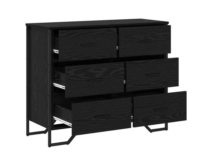 Sonata Comodă cu sertare 6-Drawer Stejar Negru 91 x 35,5 x 74,5 cm