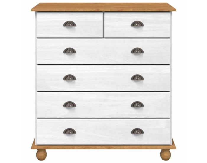 Sonata Comodă cu sertar ASKIM Alb 91 x 40 x 95,5 cm Lemn de pin masiv
