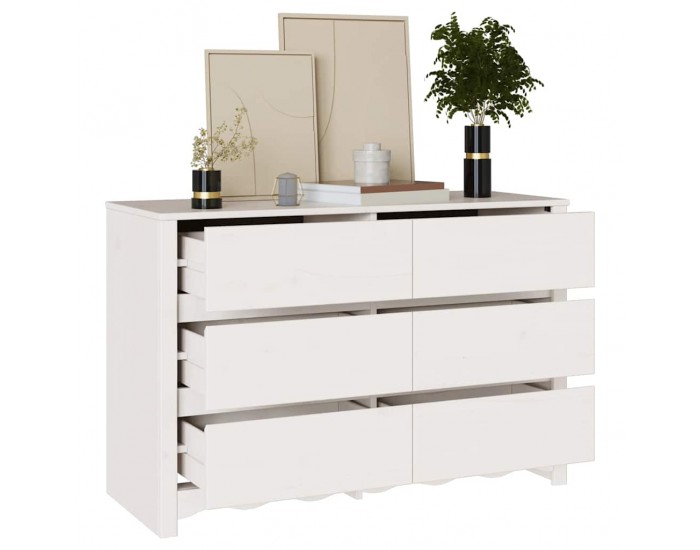 Sonata H Комод Drammen Бяло 111 x 43 x 73.5 см Масивна борова дървесина