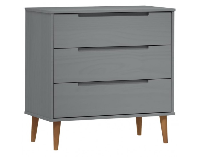 Sonata H Шкаф с чекмеджета MOLDE, сиво, 80x40x80 см, борово дърво масив