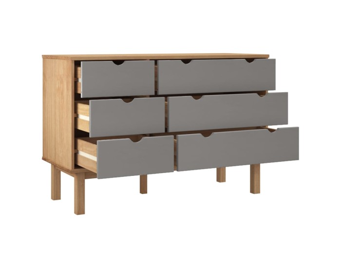 Sonata Dulap cu sertar OTTA maro/gri, 111x43x73,5 cm, lemn masiv pin