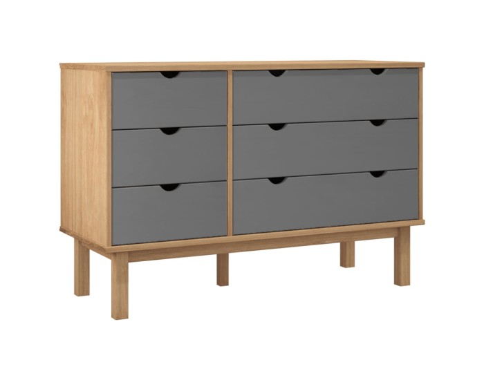 Sonata Dulap cu sertar OTTA maro/gri, 111x43x73,5 cm, lemn masiv pin