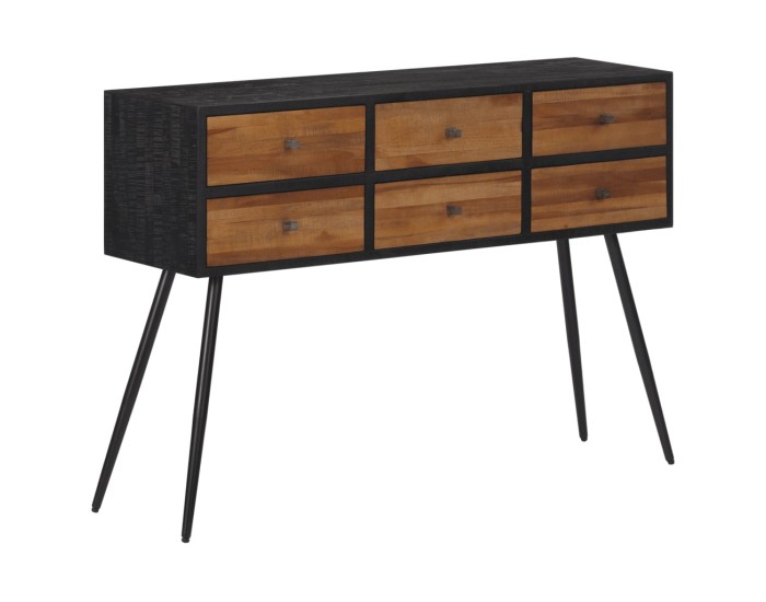 Sonata Masă consolă cu sertare, 116x30x76 cm, lemn masiv tec reciclat