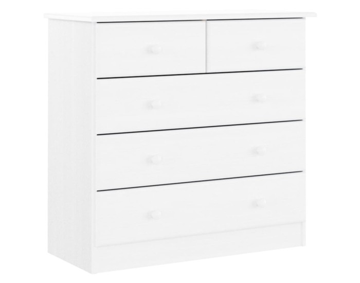 Sonata Comodă cu sertare ALTA, alb, 77x35x73 cm, lemn masiv de pin