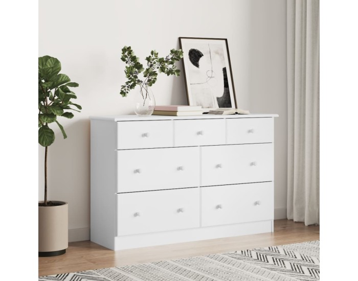 Sonata Comodă cu sertare ALTA, alb, 112x35x73 cm, lemn masiv de pin