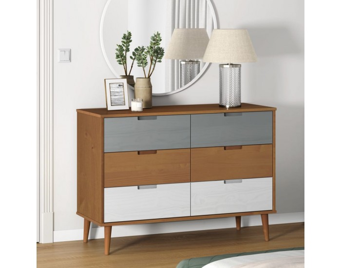 Sonata H Шкаф с чекмеджета MOLDE, кафяв, 113x40x80 см, бор масив