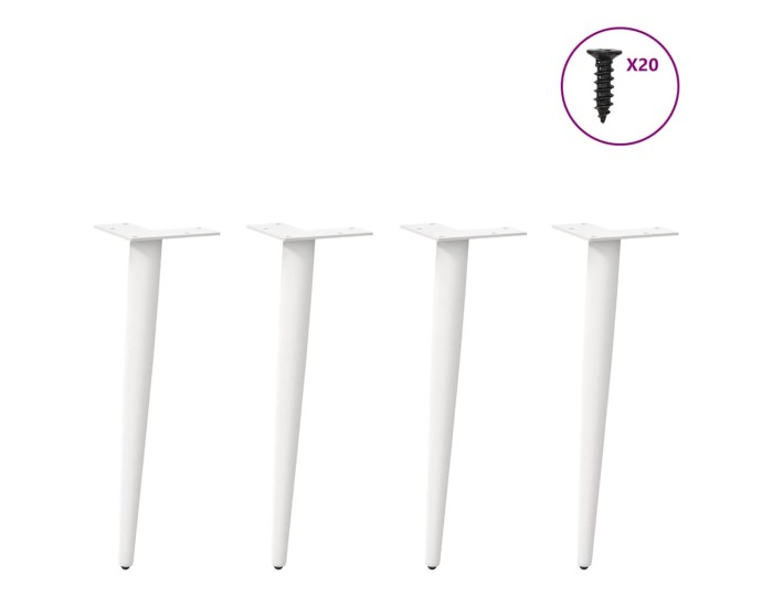 Sonata Picioare pentru măsuță de cafea, formă conică, 4 buc., alb, 30-31 cm, oțel