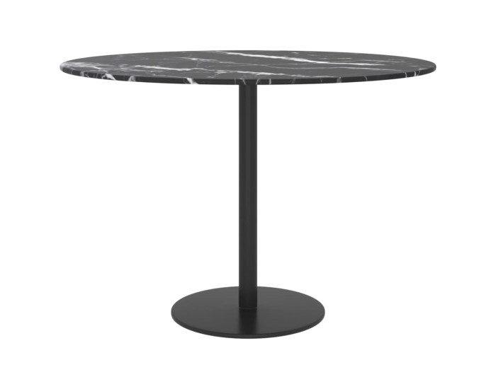 Sonata Blat masă negru Ø60x0,8 cm, sticlă securizată, design marmură