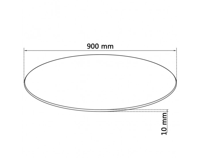 Sonata H Темпериран стъклен плот за кръгла маса, 900 мм