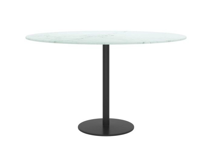 Sonata Blat masă, alb, Ø70x0,8 cm, sticlă securizată, design marmură