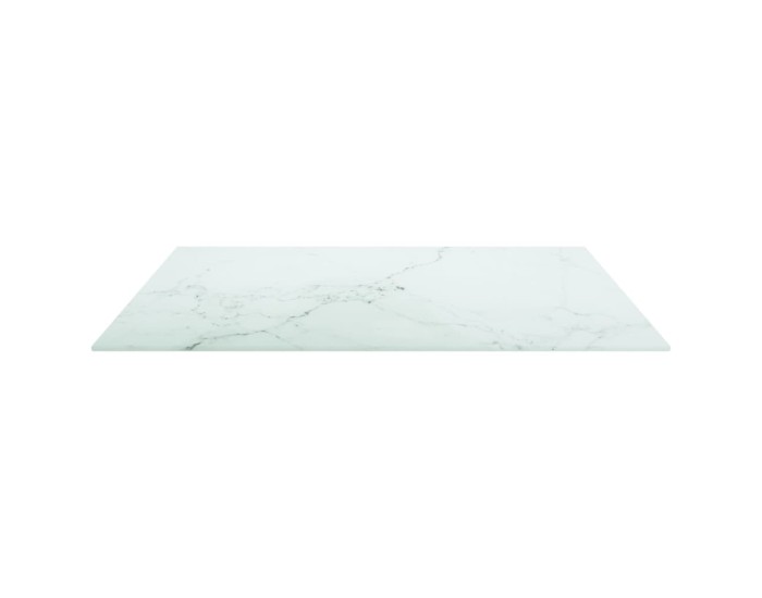 Sonata Blat masă alb 70x70 cm 6 mm sticlă securizată design marmură