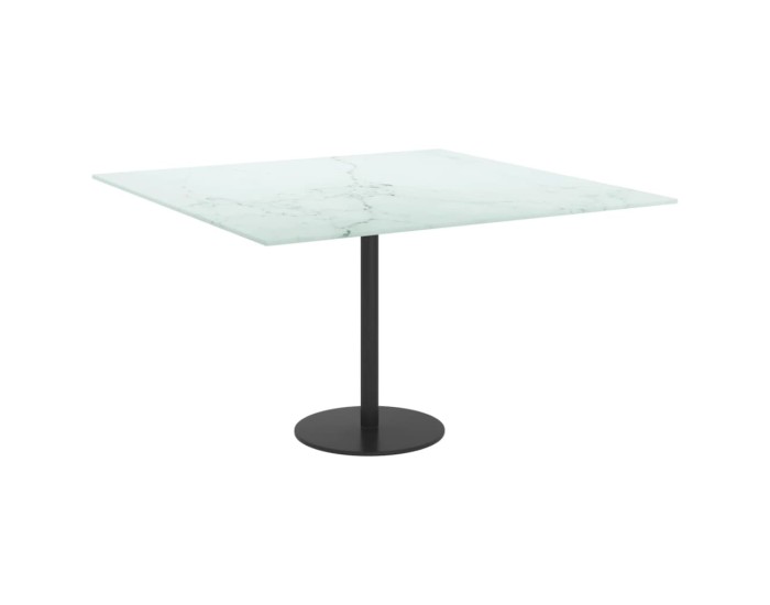 Sonata Blat masă alb 70x70 cm 6 mm sticlă securizată design marmură