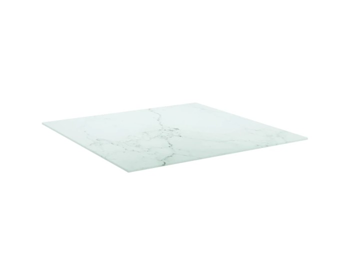 Sonata Blat masă alb 70x70 cm 6 mm sticlă securizată design marmură