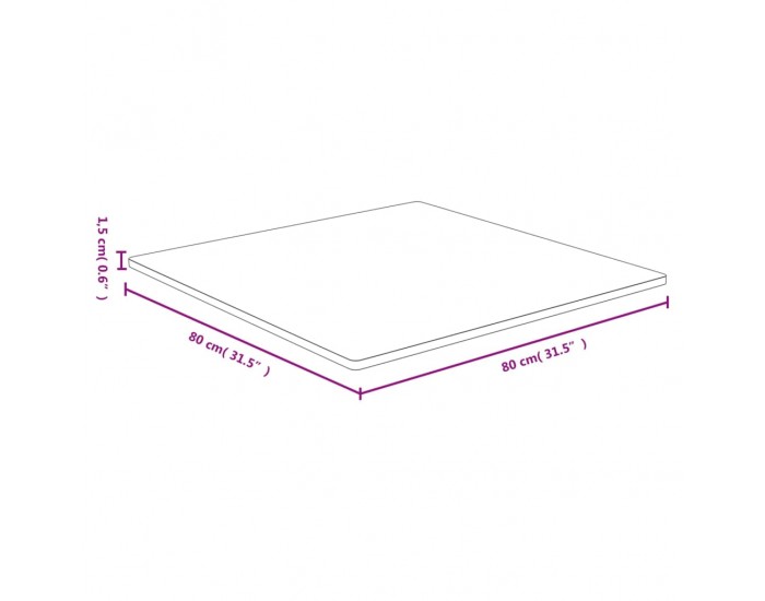 Sonata H Плот за маса 80x80x1,5 см бамбук