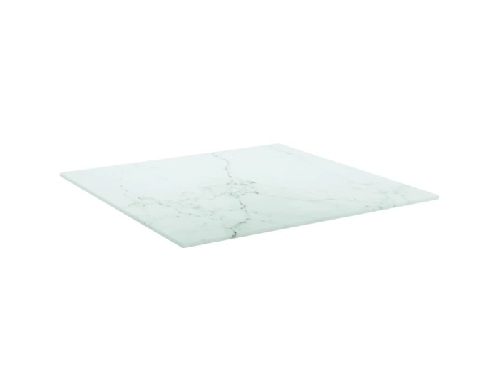 Sonata Blat masă alb 50x50 cm 6 mm sticlă securizată design marmură
