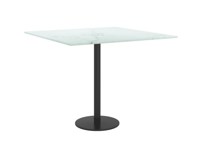 Sonata Blat masă alb 50x50 cm 6 mm sticlă securizată design marmură