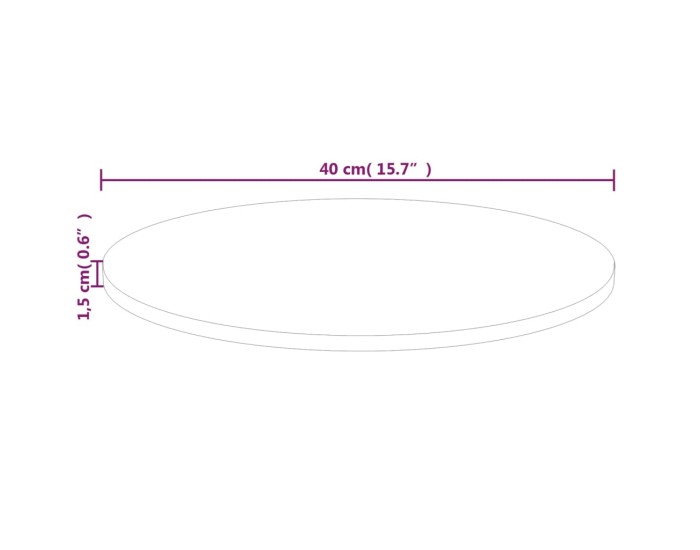 Sonata Blat de masă rotund, Ø40x1,5 cm, lemn masiv stejar netratat