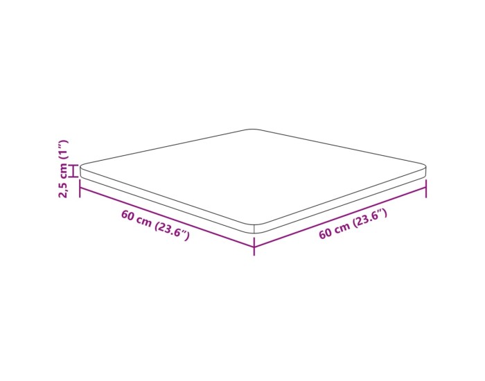 Sonata Blat de masă pătrat maro închis 60x60x2,5 cm lemn stejar tratat