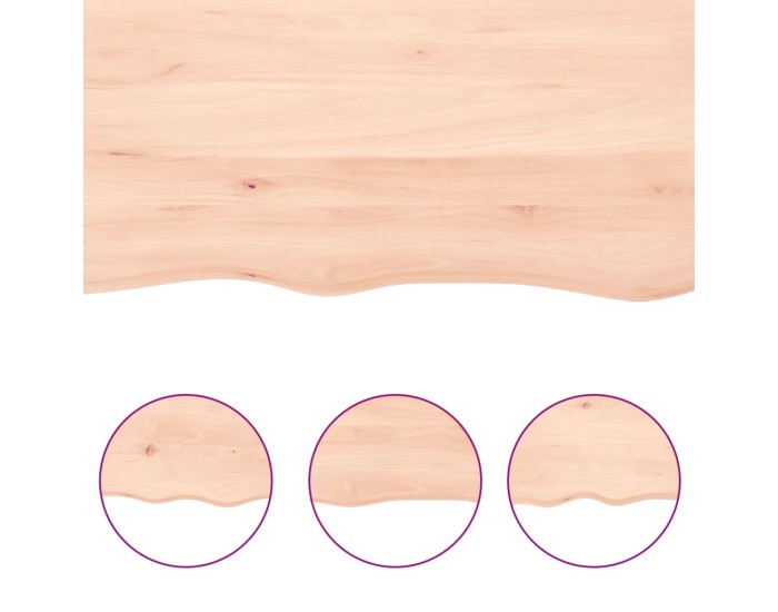 Sonata Blat de masă, 80x50x(2-4) cm, lemn masiv de stejar netratat