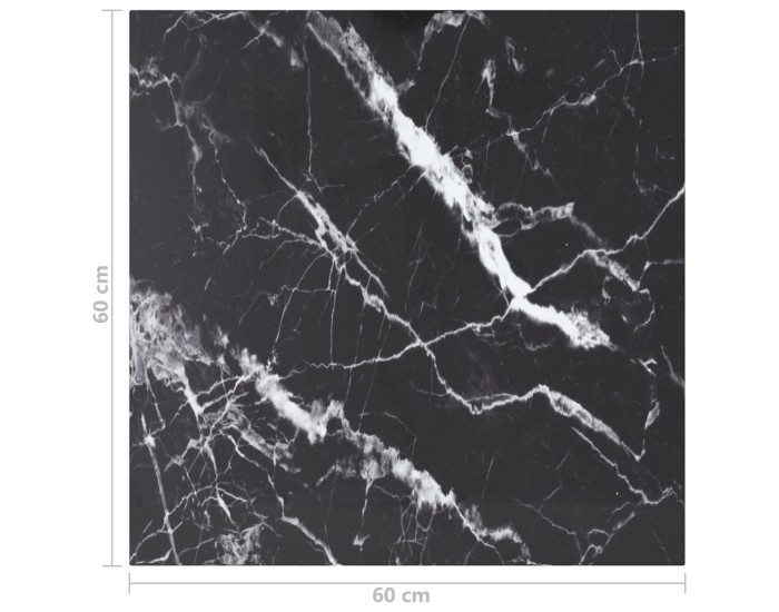 Sonata Blat masă negru 60x60cm 6mm sticlă securizată design de marmură