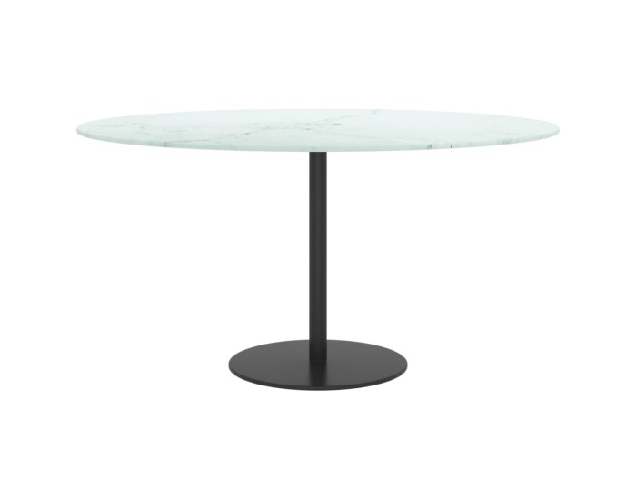 Sonata Blat masă alb Ø80x1 cm sticlă securizată cu design de marmură