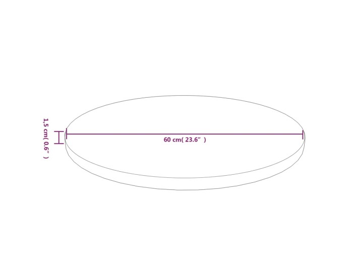 Sonata Blat de masă rotund maro deschis Ø60x1,5 cm lemn stejar tratat
