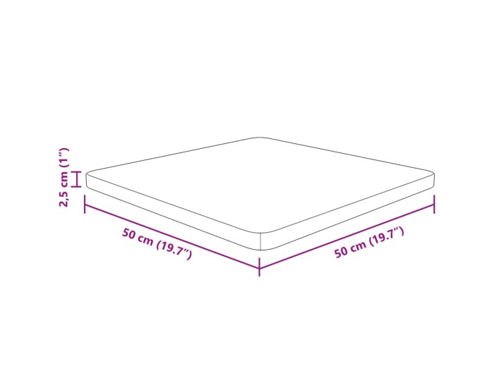 Sonata Blat de masă pătrat maro închis 50x50x2,5 cm lemn stejar tratat
