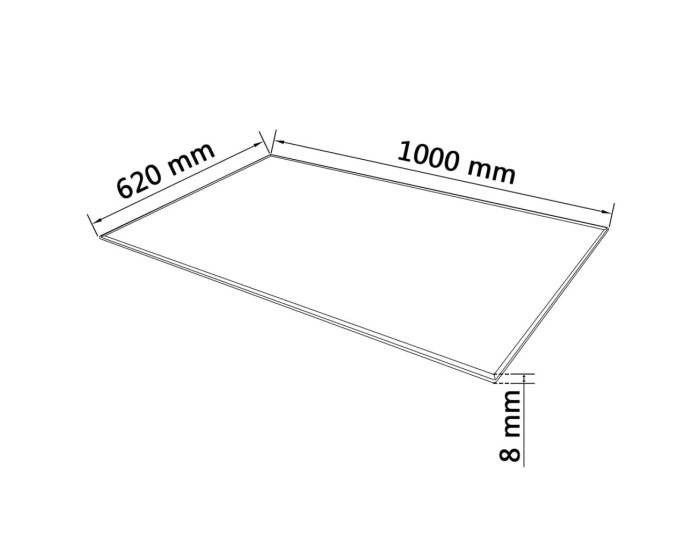 Sonata Blat de masă, sticlă securizată, dreptunghiular, 1000 x 620 mm