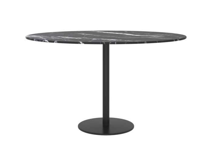 Sonata Blat masă negru Ø70x0,8 cm, sticlă securizată cu design marmură