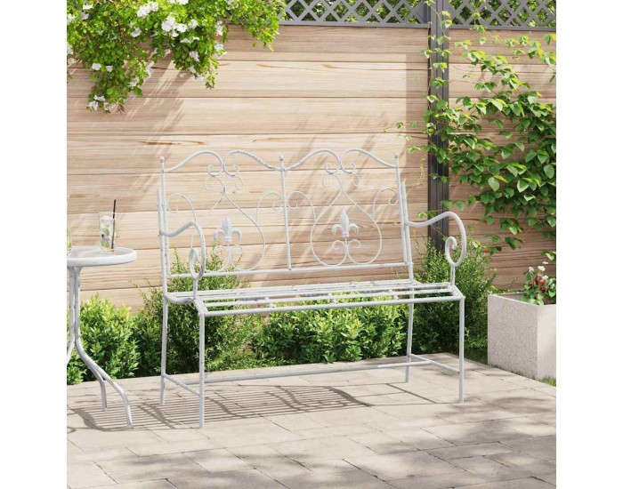 Sonata Bancă de grădină 2 -Seater 104 x 54 x 93 cm Oțel Alb Antic