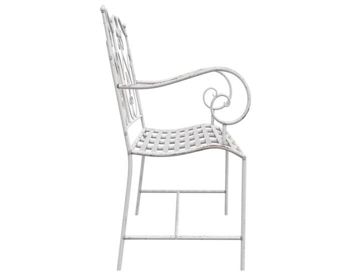 Sonata Bancă de grădină 2 -Seater 104 x 54 x 93 cm Oțel Alb Antic