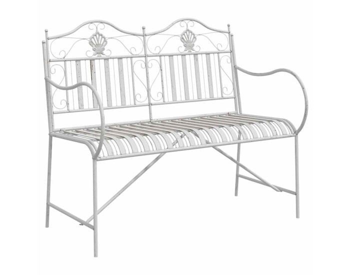 Sonata Bancă de grădină 2 -Seater 103,5 x 59 x 89 cm Oțel Alb Antic