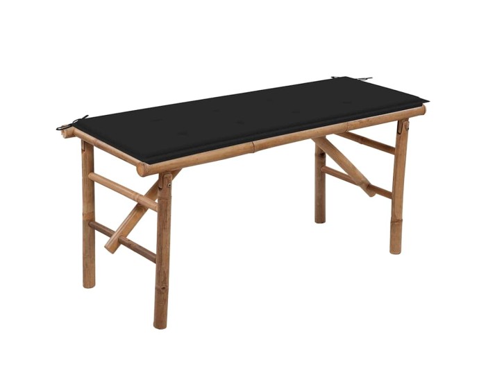 Sonata Bancă de grădină pliabilă cu pernă, 118 cm, bambus
