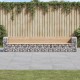 Sonata H Градинска пейка габионен дизайн 347x71x65,5 см бор масив