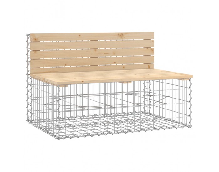 Sonata H Градинска пейка габионен дизайн 347x71x65,5 см бор масив