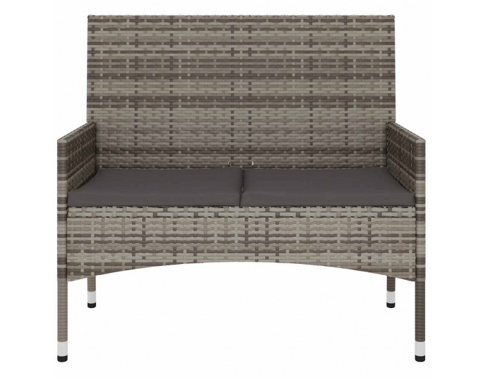 Sonata H 2-местна градинска пейка с възглавници, сива, полиратан