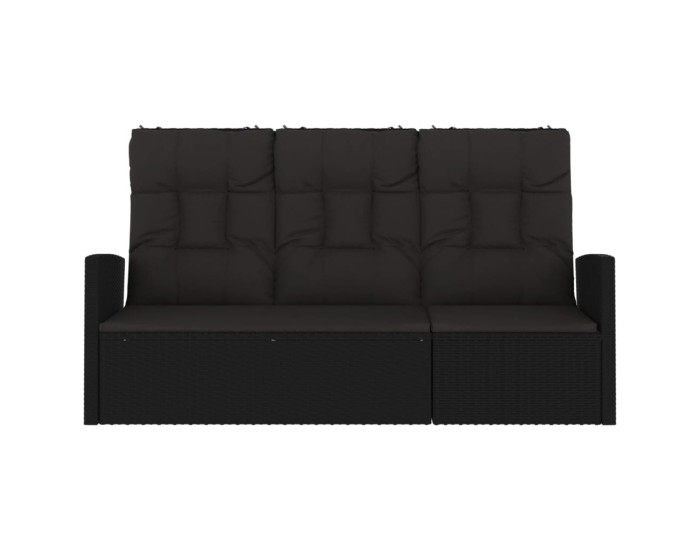Sonata Bancă rabatabilă de grădină cu perne, negru, 173 cm, poliratan