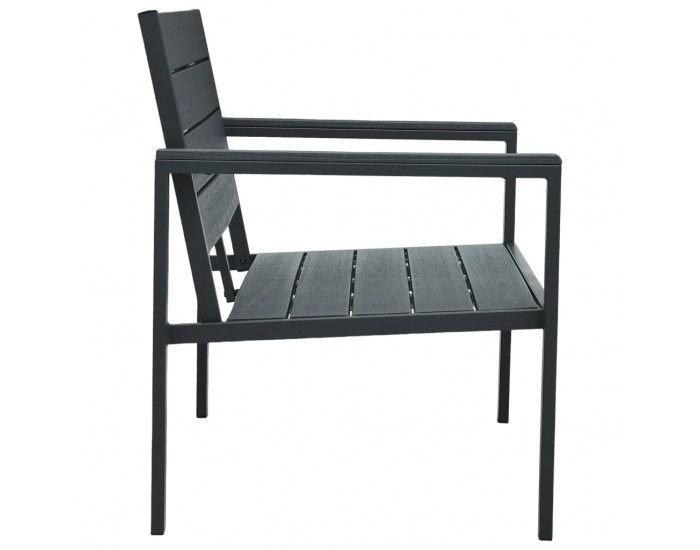 Sonata H Градинска пейка, 120 cм, HDPE, сива, имитация на дърво