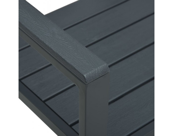Sonata H Градинска пейка, 120 cм, HDPE, сива, имитация на дърво