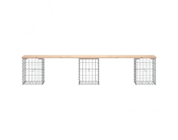 Sonata H Градинска пейка габионен дизайн 203x31x42 см борово дърво масив