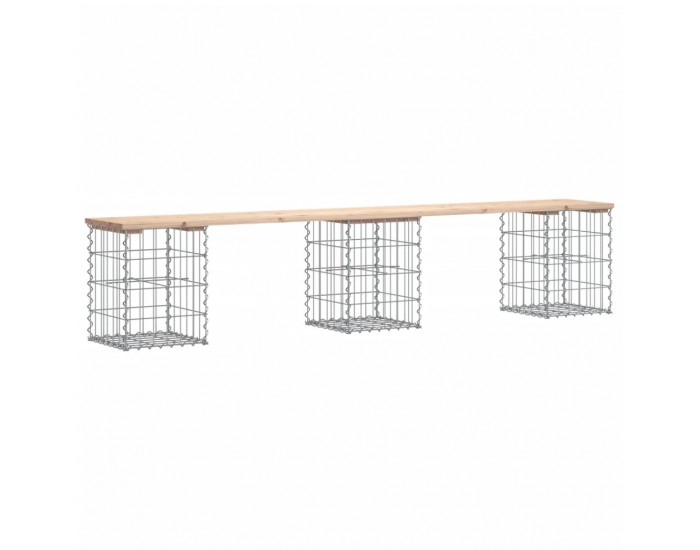 Sonata H Градинска пейка габионен дизайн 203x31x42 см борово дърво масив