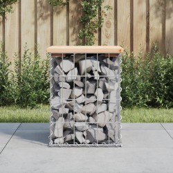 Sonata H Градинска пейка габионен дизайн 33x31x42 см борово дърво масив - Canapele și bănci de grădină