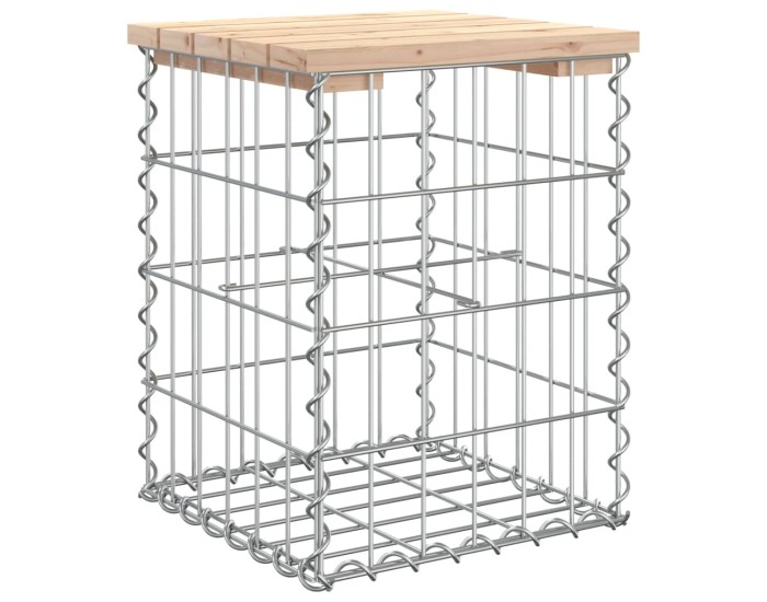 Sonata Bancă de grădină, design gabion, 33x31x42 cm, lemn masiv de pin