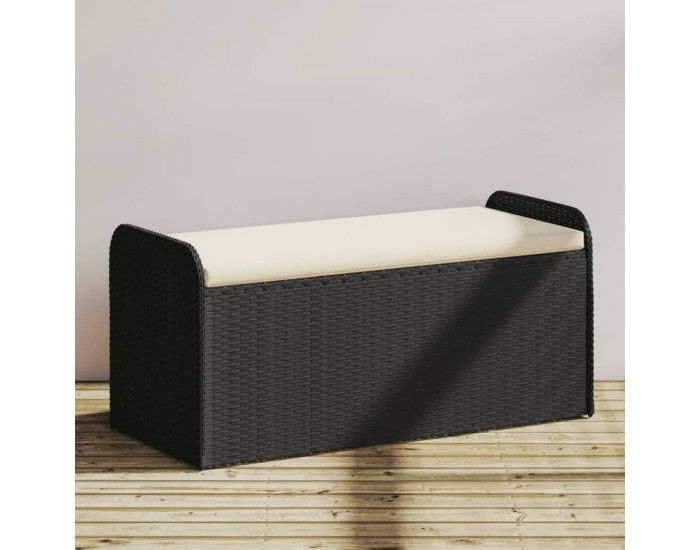 Sonata H Пейка за съхранение с възглавница черна 115x51x52 см полиратан