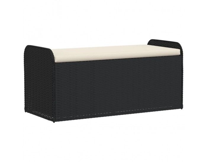 Sonata H Пейка за съхранение с възглавница черна 115x51x52 см полиратан